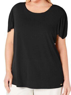 Calvin Klein Womens Plus Size Sweater Knit Trim Top